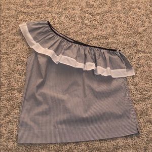 NWOT- Saks Fifth Avenue one shoulder ruffle blouse